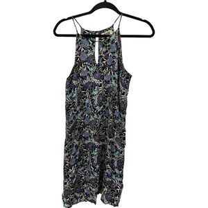 Verse Halter Neck Dress Multicolor Floral Womens‎ Size S Sleeveless Keyhole Y2K